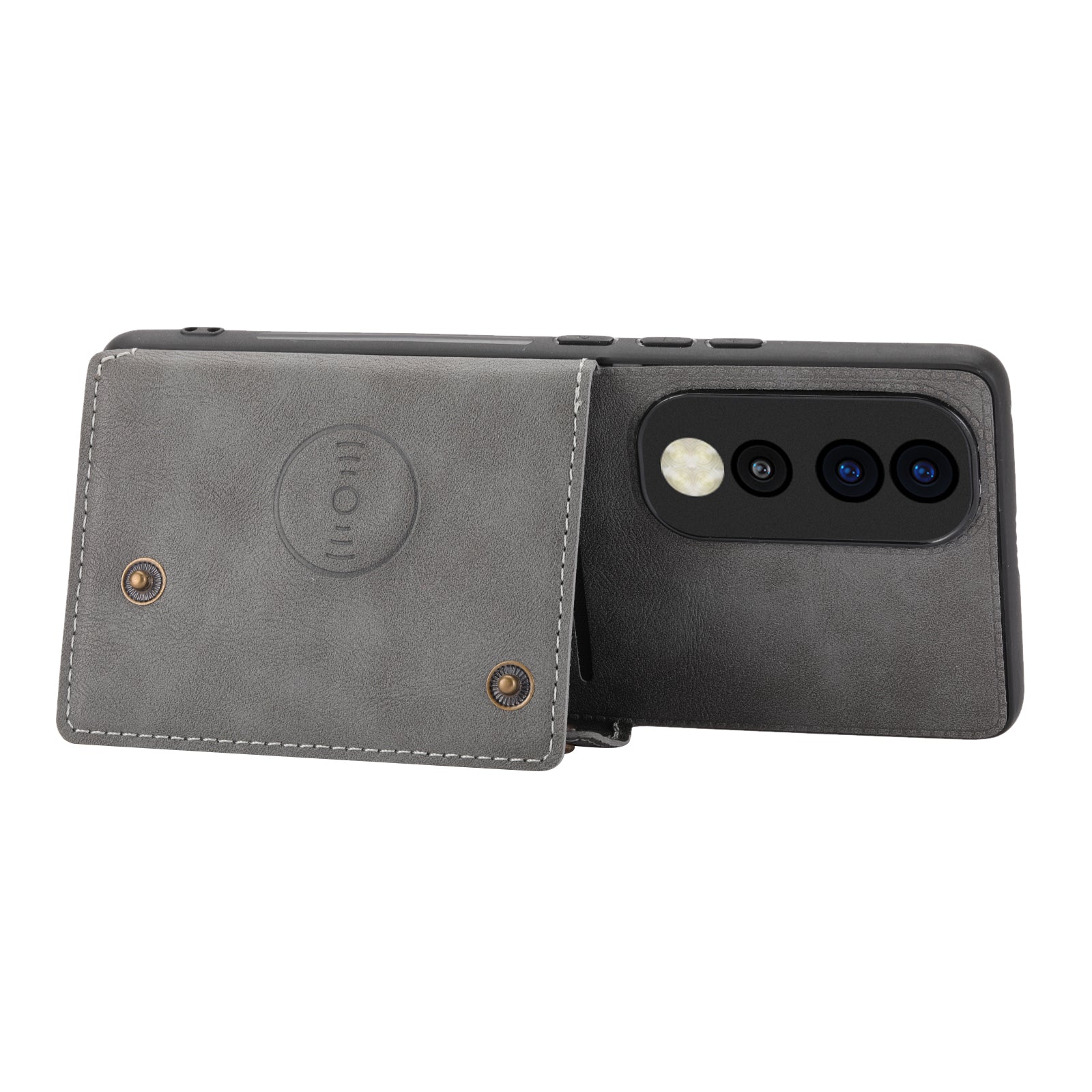 Dual Button Card Slots Kickstand Phone Case for Honor 80 Pro 5G PU Leather Coated TPU Back Cover with Built-in Metal Sheet Dual Button Card Slots Kickstand Phone Case for Honor 80 Pro 5G PU Leather Coated TPU Back Cover with Built-in Metal Sheet